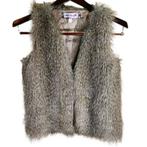 Faux Fur Vest by Oona & Maud in Grays & Browns
